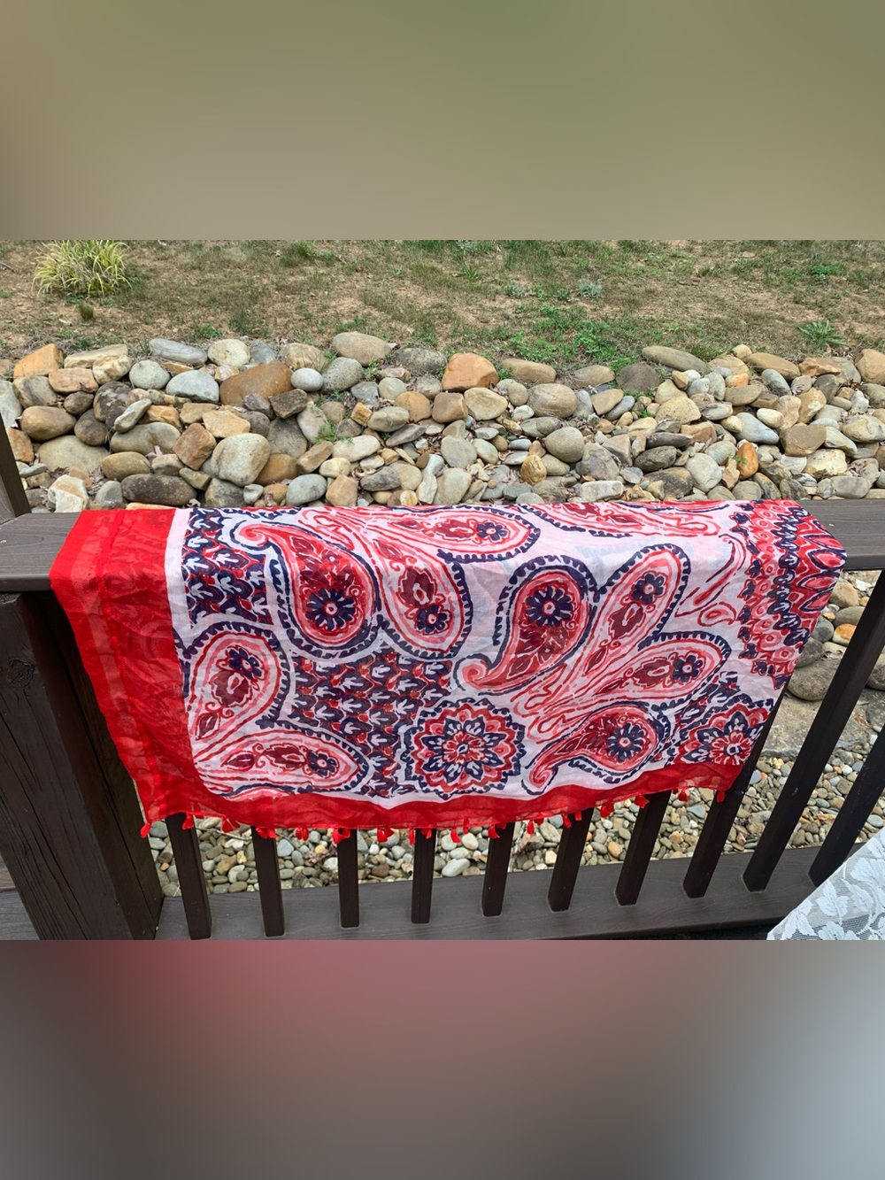 Red Paisley Women's Scarf - Lightweight Fashion Accessory